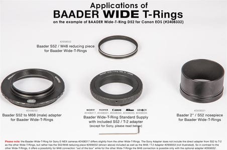 Baader Wide T-Ring Fujifilm X with D52i to T-2 and S52 - 2408331 - Image 3