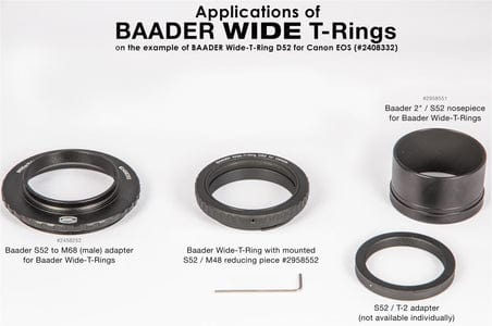 Baader Wide T-Ring Fujifilm X with D52i to T-2 and S52 - 2408331 - Image 6