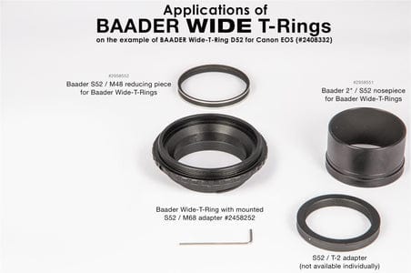 Baader Wide T-Ring Fujifilm X with D52i to T-2 and S52 - 2408331 - Image 8
