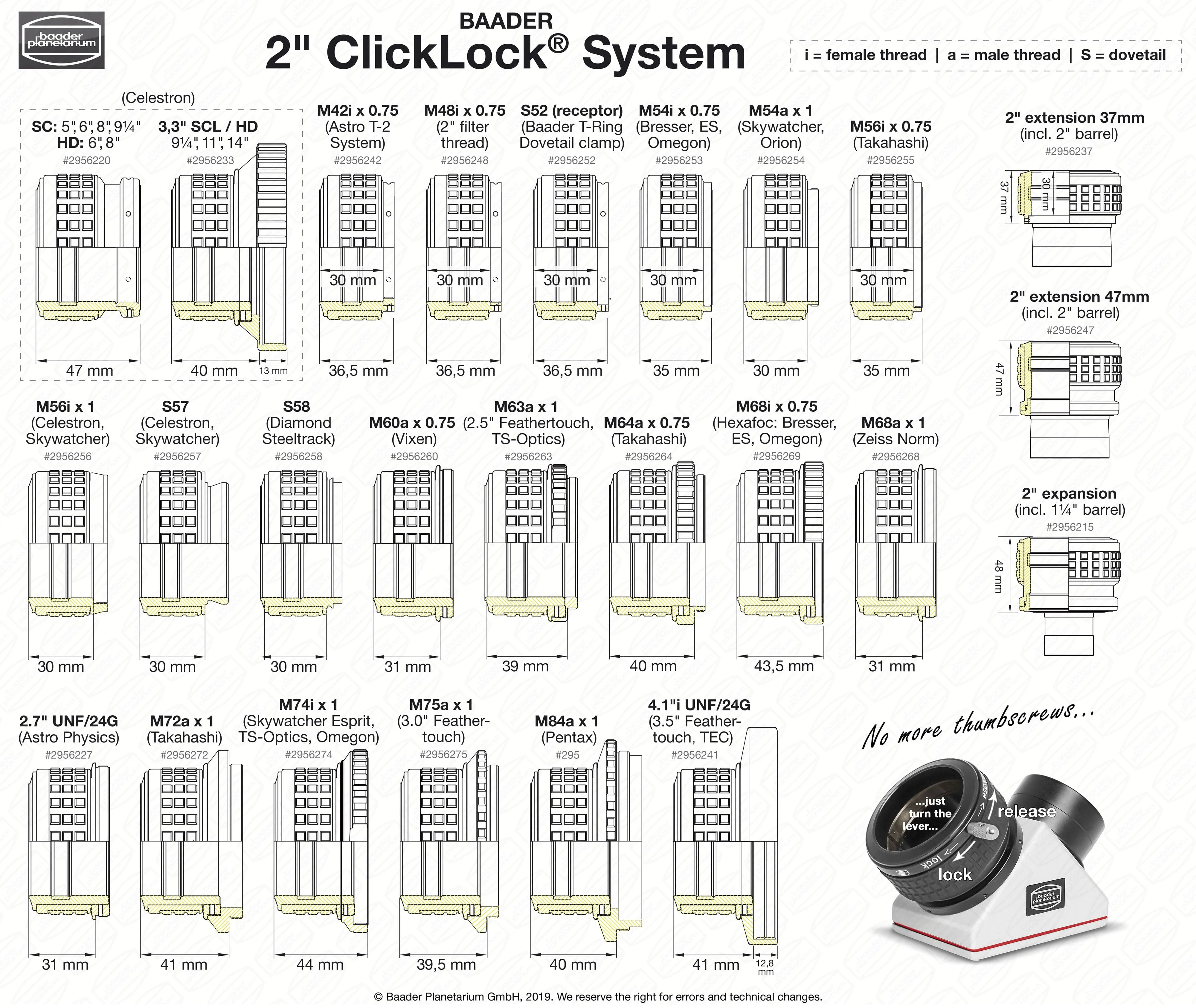 Baader 2" Clicklock Clamp for Large SCT (internal 3.3" Thread, for C11/C14) - 2956233 - Image 5