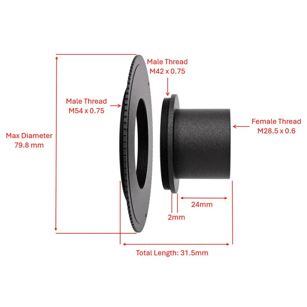 Pegasus Astro M42M to 1.25 Nosepiece & M54M to M42F SmartEye Adapter - PEG-ADAPT-SE125NP - Image 2