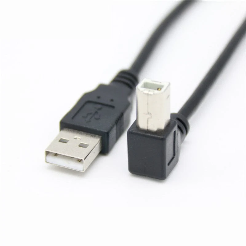 Right Angle USB 2.0 A Type Male to USB B Type Male Cable