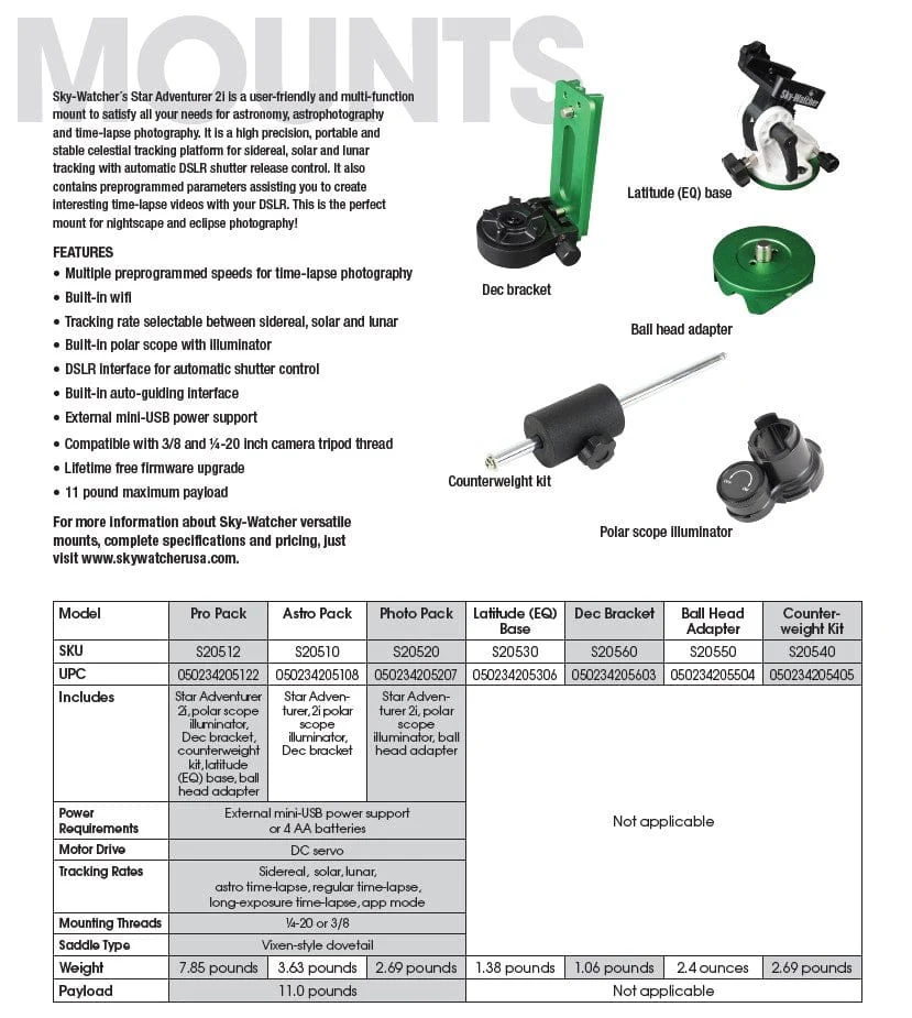 Sky-Watcher Star Adventurer Pro Pack 2i with WiFi - S20512 - Image 3