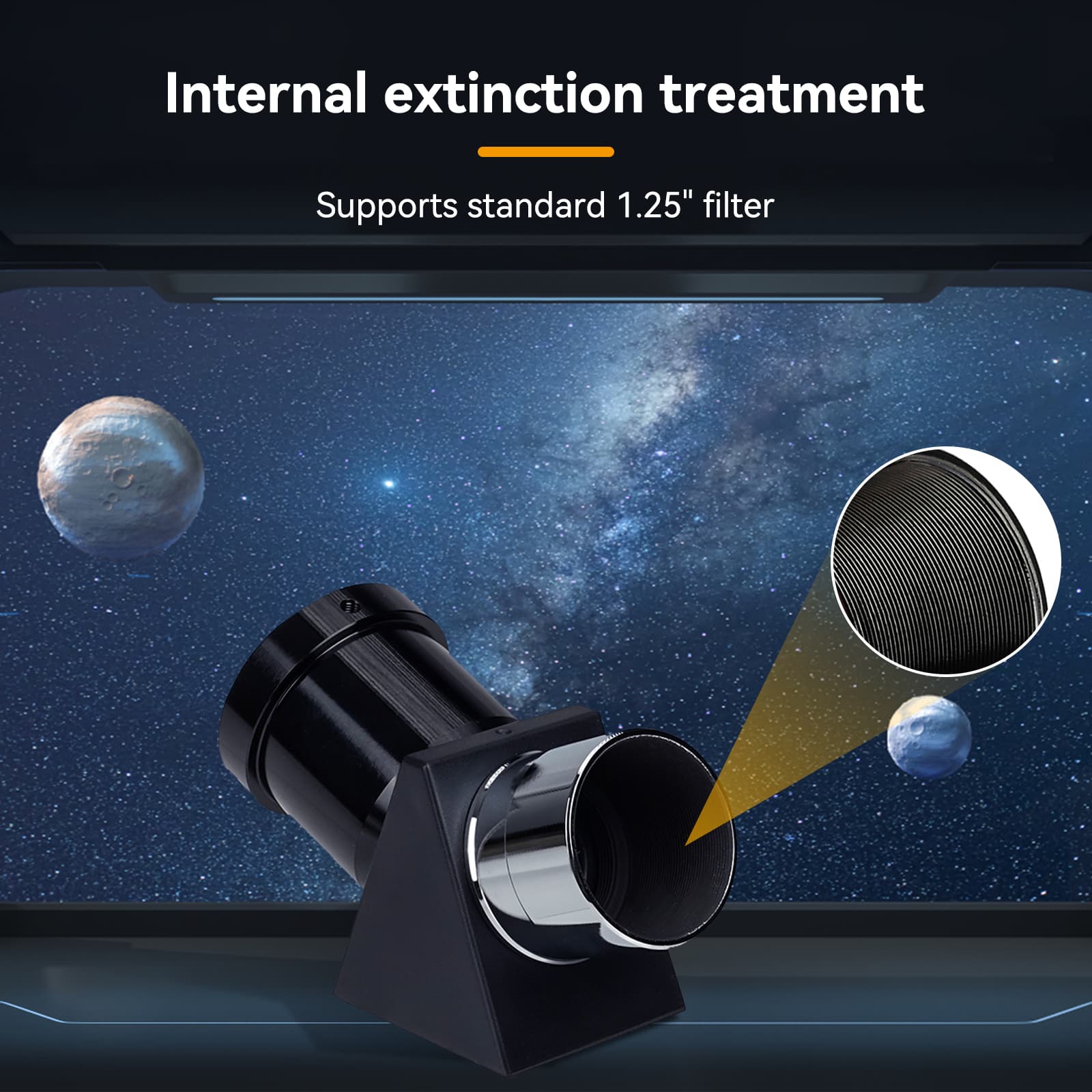 SV221 Correct Image Prism Diagonal 1.25" 45 Degree for Refractor Telescope - W9178B - Image 7