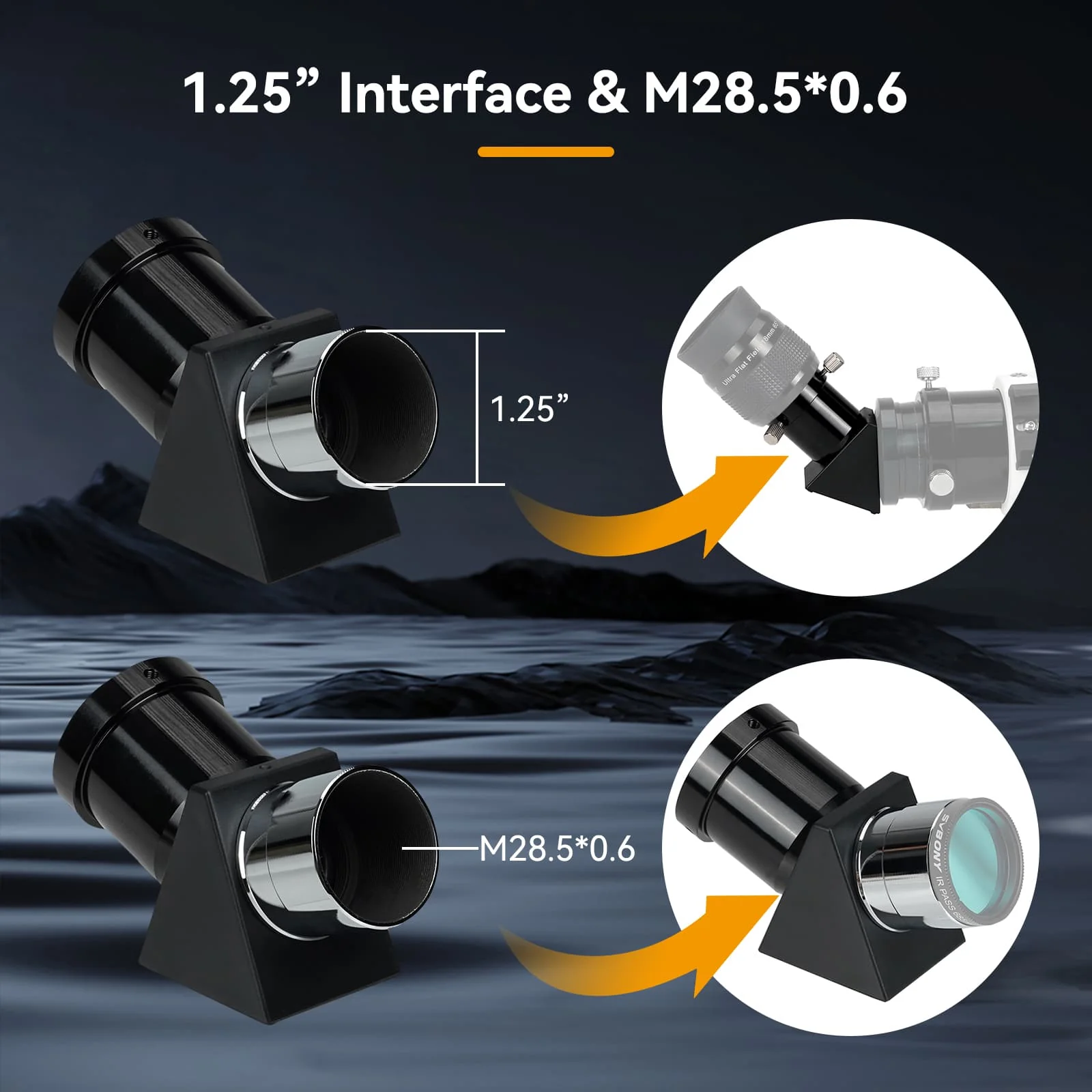 SV221 Correct Image Prism Diagonal 1.25" 45 Degree for Refractor Telescope - W9178B - Image 8