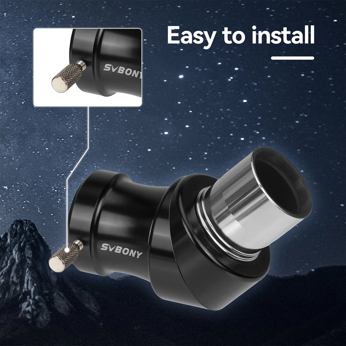 SV222 Correct Image Prism Diagonal 45 Degree 1.25-inch Fully Multi-Coated Metal for Refractor Telescope - W9179A - Image 2