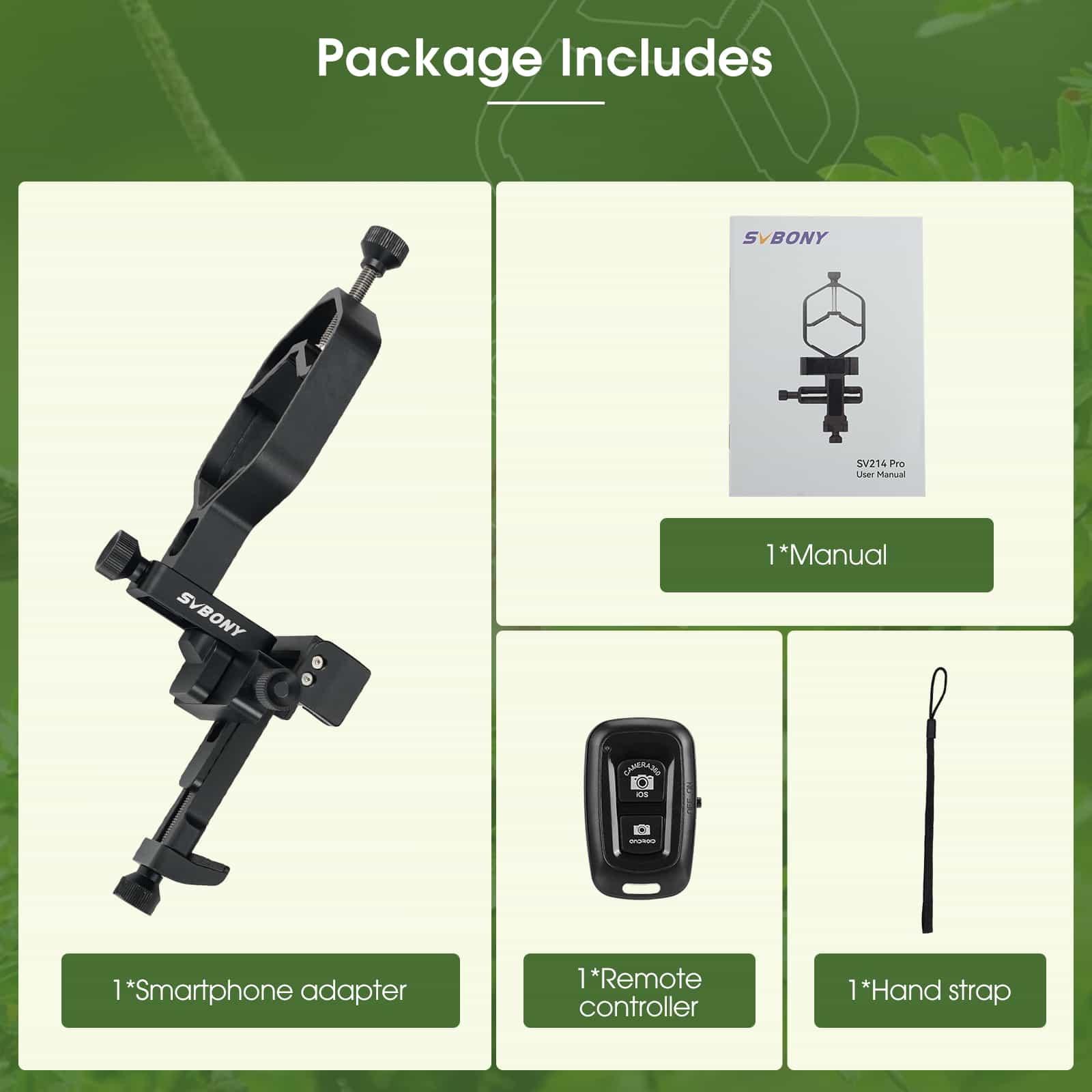 SVBONY SV214 Pro 3-Axis Universal Phone Adapter Clamp With Shutter 28mm-64mm - W9176A / W9176B - Image 4