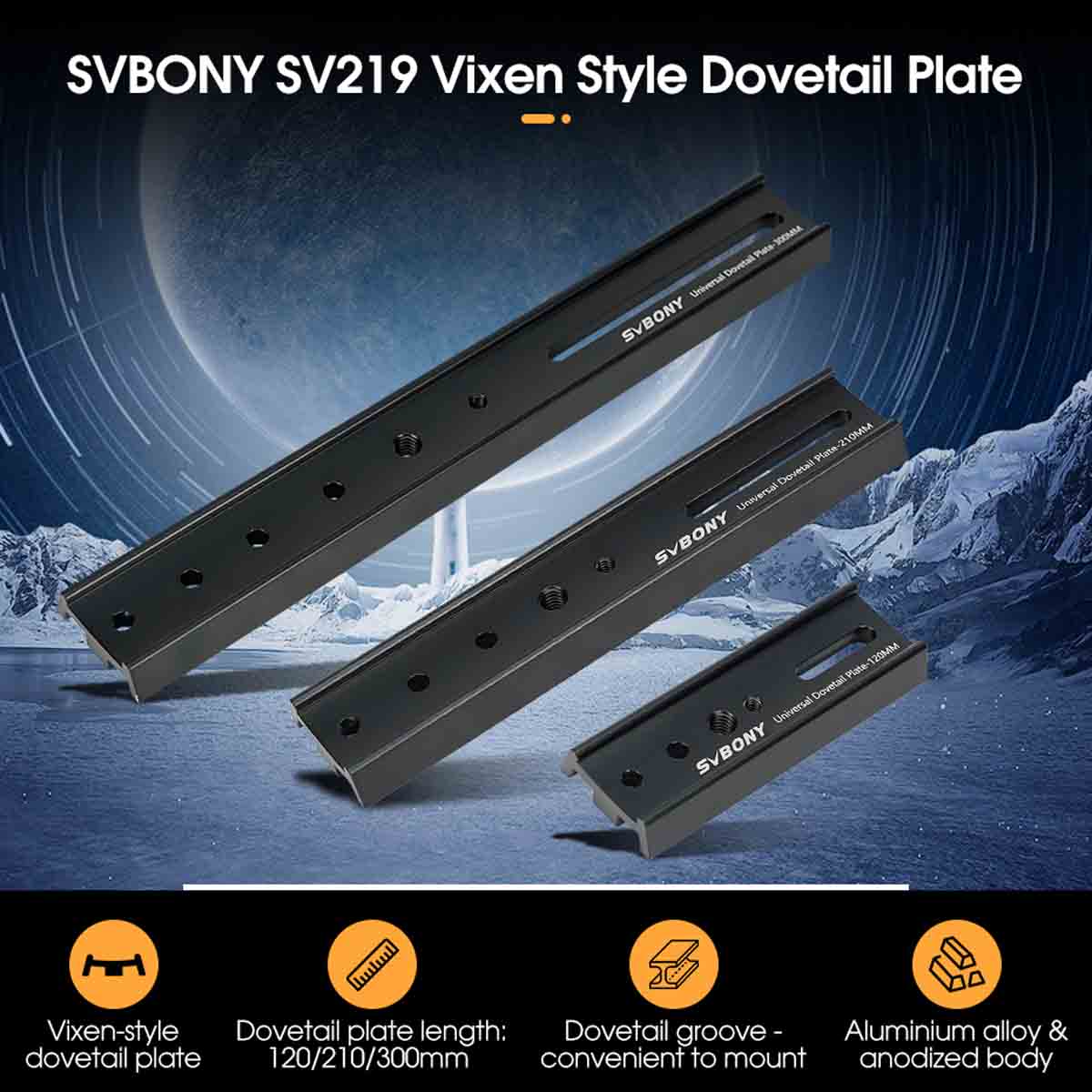 Svbony SV219 Black Dovetail Mounting Plate - W9175A - W9175B - W9175C