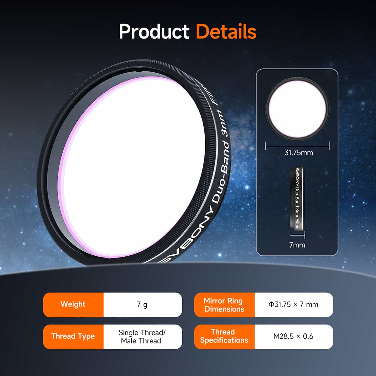 Svbony SV220 Dual-Band 3nm H-Alpha & OIII Nebula Filter - W9198 - Image 12