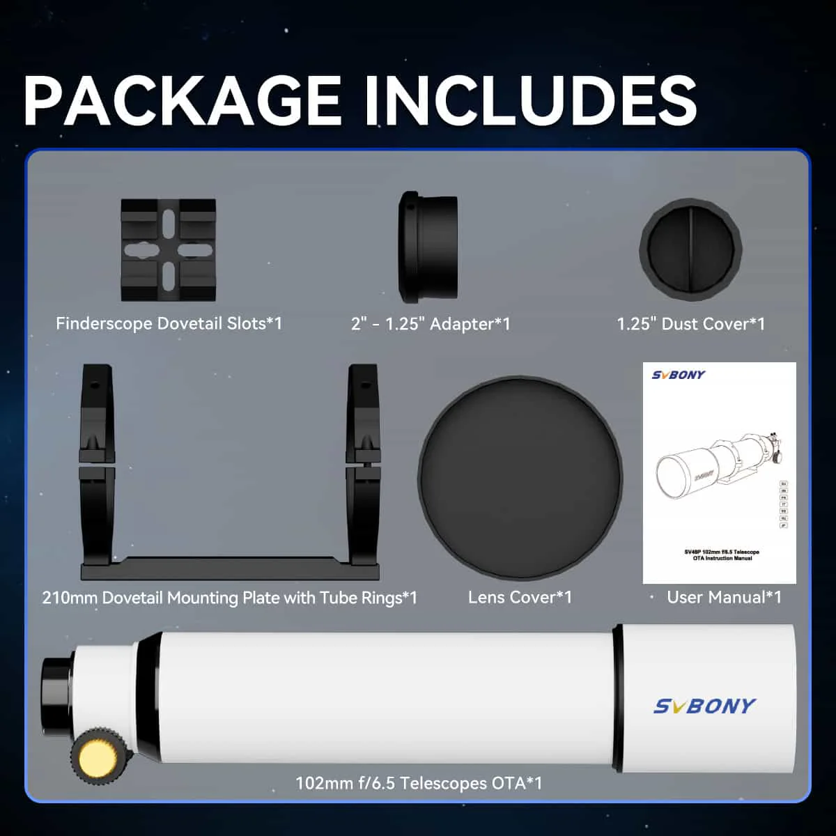 Svbony SV48P 102mm F6.5 Refractor Telescope with Dual-Speed Focuser - F9341C - Image 3