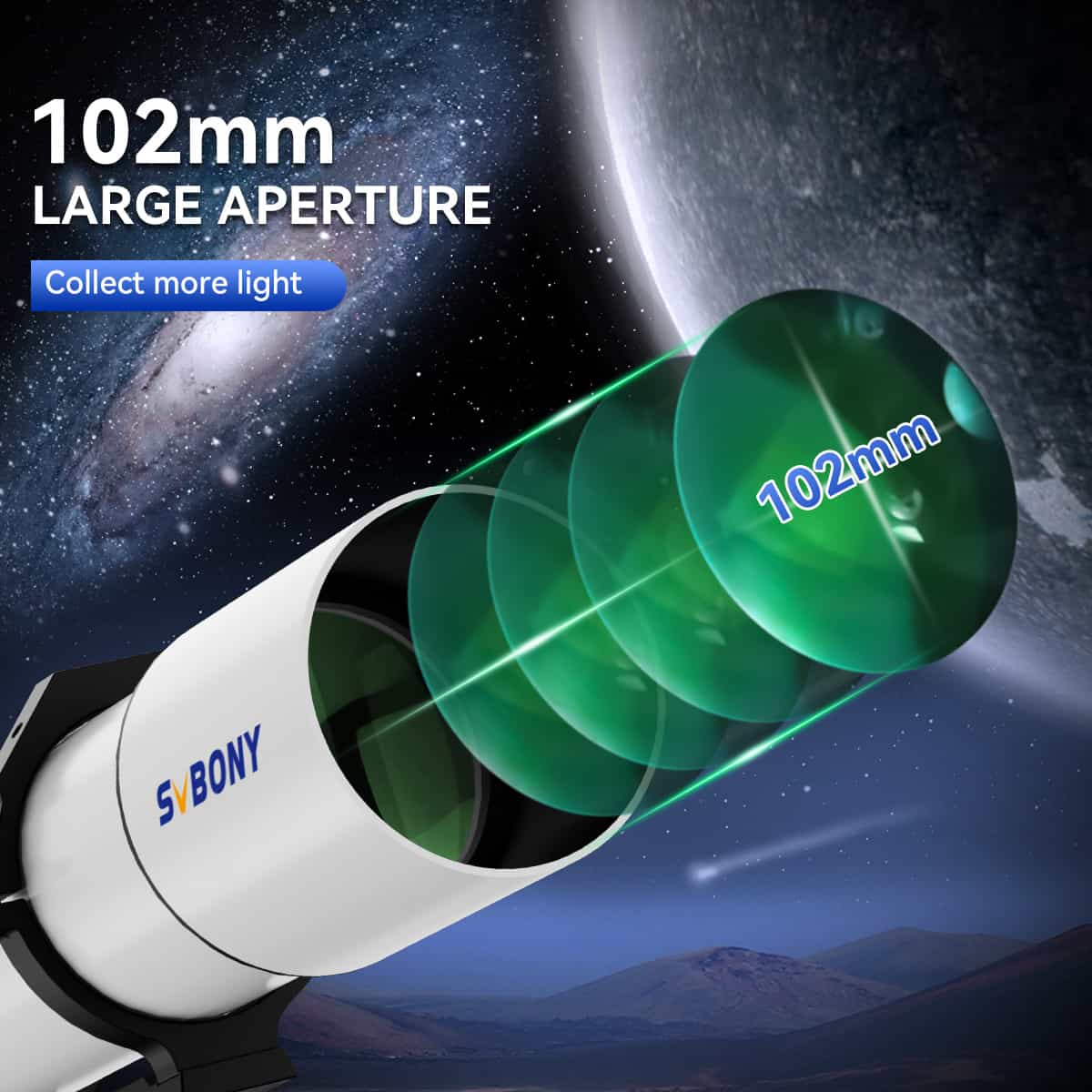 Svbony SV48P 102mm F6.5 Refractor Telescope with Dual-Speed Focuser - F9341C - Image 5