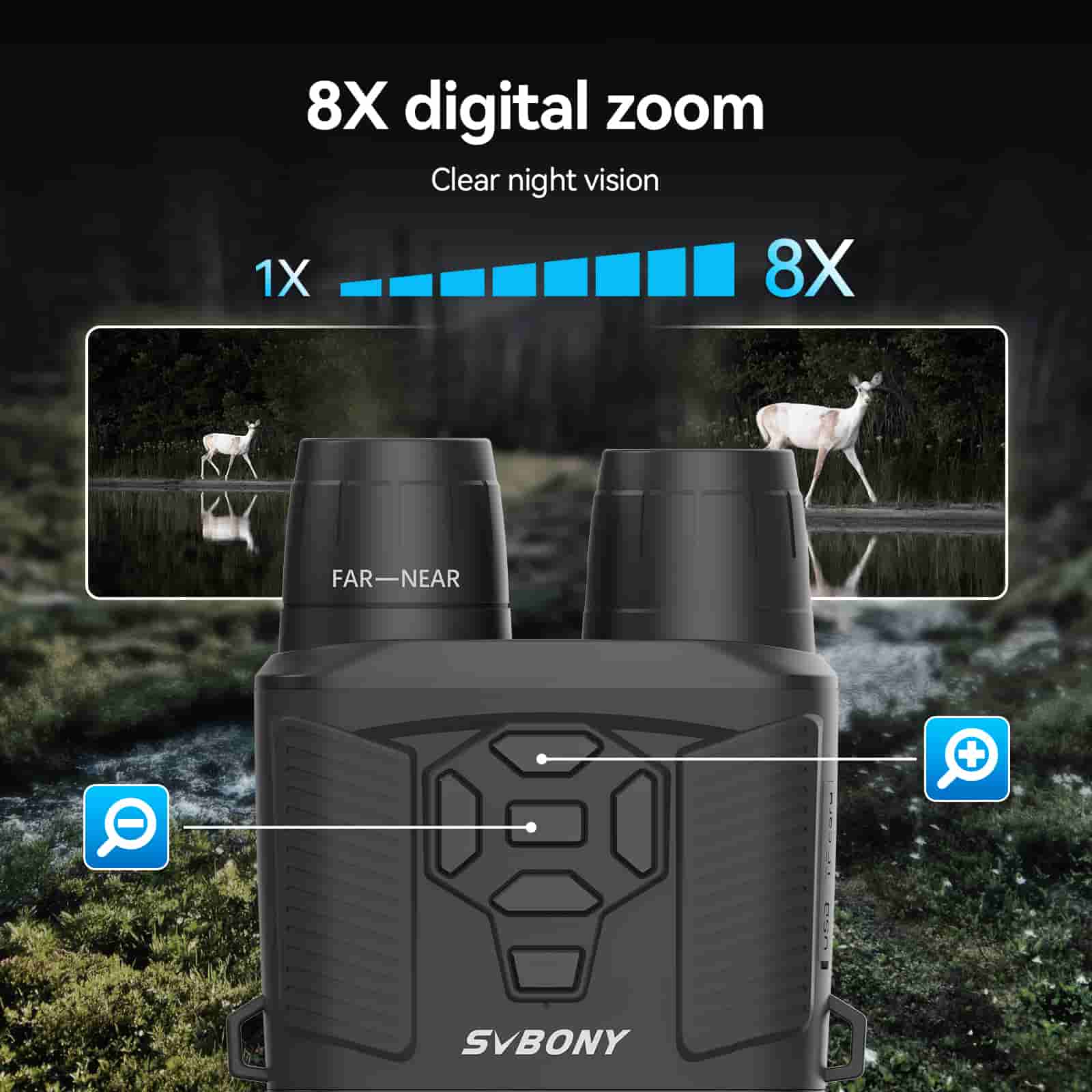 Svbony SA206 Night Vision Goggles Binoculars 4K Digital Infrared for Hunting, Bird Watching, Wildlife Observation, Night Fishing Camping - F9394 - Image 5